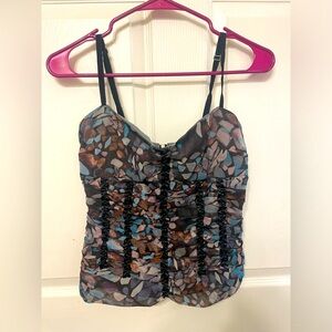 Jessica Simpson Multicolored Abstract Corset/Bodixe Top-Small